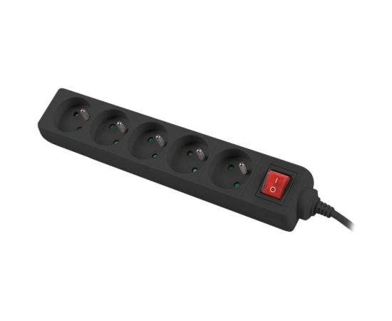 Lanberg Cable Power Strip, 5X French Outlets with Switch, Quality-Grade Copper, 1.5 m PS1-05E-0150-BK