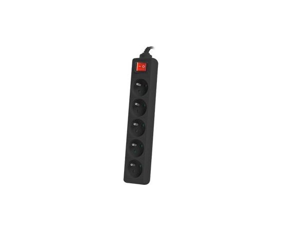 Lanberg Cable Power Strip, 5X French Outlets with Switch, Quality-Grade Copper, 1.5 m PS1-05E-0150-BK