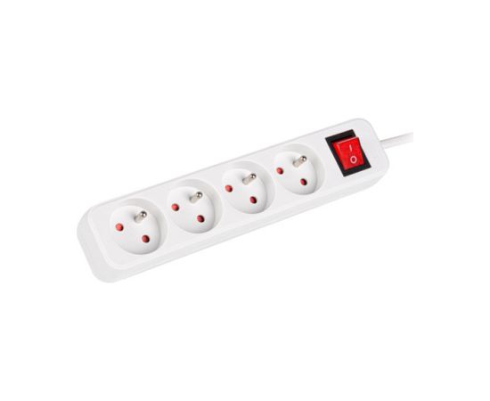 Lanberg Cable Power Strip, 4X French Outlets with Switch, Quality-Grade Copper, 1.5 m PS1-04E-0150-W