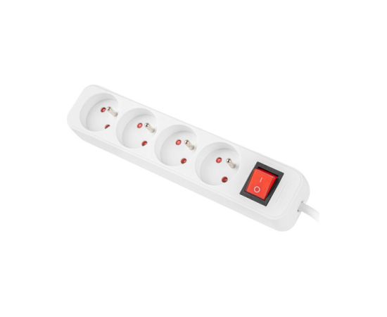 Lanberg Cable Power Strip, 4X French Outlets with Switch, Quality-Grade Copper, 1.5 m PS1-04E-0150-W