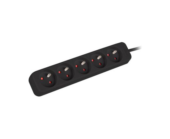 Lanberg Cable Power Strip, 5X French Outlets Quality-Grade Copper, 3 m PS0-05E-0300-BK