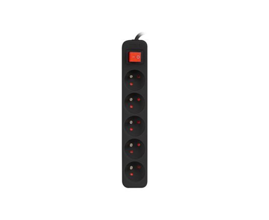 Lanberg Cable Power Strip 3M 5X French Outlets with Switch, Quality-Grade Copper PS1-05E-0300-BK