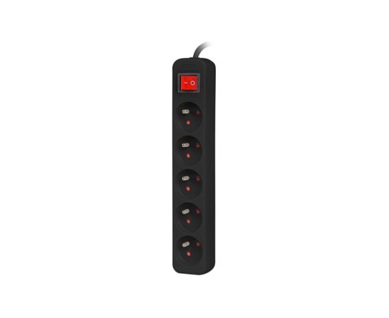 Lanberg Cable Power Strip 3M 5X French Outlets with Switch, Quality-Grade Copper PS1-05E-0300-BK