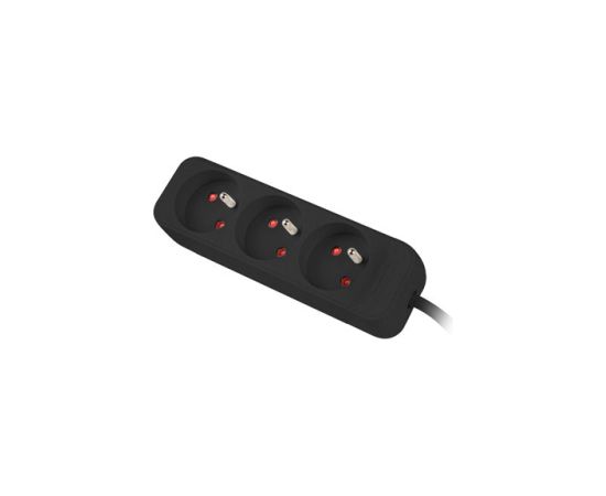 Lanberg Cable Power Strip, 3X French Outlets Quality-Grade Copper, 3 m PS0-03E-0300-BK