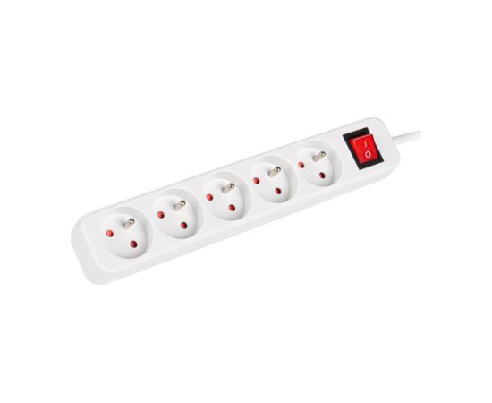 Lanberg Cable Power Strip, 5X French Outlets with Switch, Quality-Grade Copper, 3 m PS1-05E-0300-W