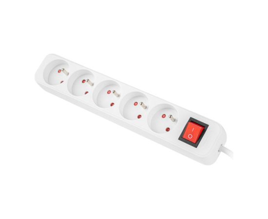 Lanberg Cable Power Strip, 5X French Outlets with Switch, Quality-Grade Copper, 3 m PS1-05E-0300-W