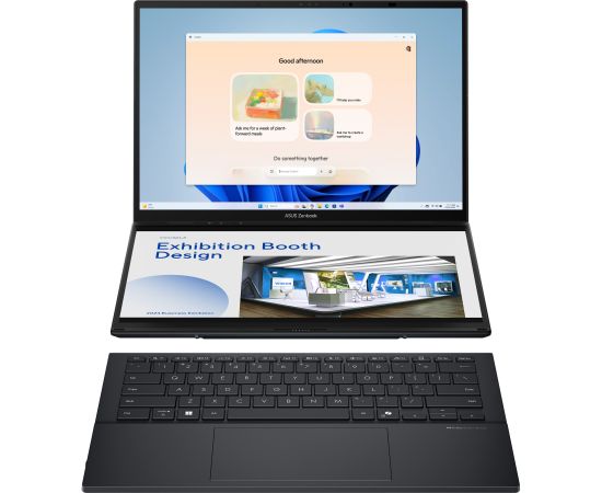 Asus Zenbook Duo UX8406CA-PZ068X Basalt Gray 14 " OLED Touchscreen 3K 2880 x 1800 pixels Glossy Intel Core Ultra 9 285H 32 GB LPDDR5X Solid-state drive capacity 2000 GB Intel Arc Graphics Windows 11 Pro 802.11be Bluetooth version 5.4 Keyboard language Eng