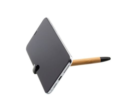 Fixed Pen With Stylus and Stand 3 in 1 Pencil Stylus for capacitive displays; Stand for phones and tablets Bamboo