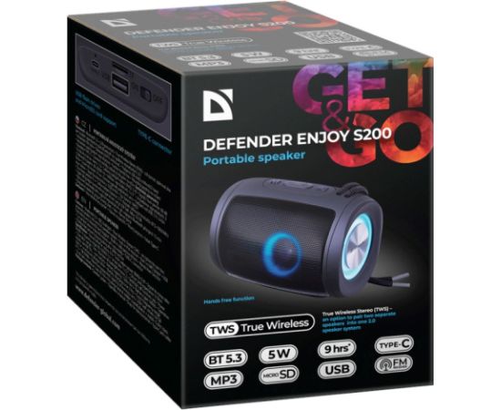 BLUETOOTH SPEAKER DEFENDER S200 5W BLACK
