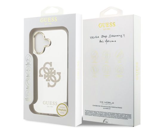 Guess PC/TPU Mirror 4G Glitter Logo MagSafe Case Чехол для Apple iPhone 17