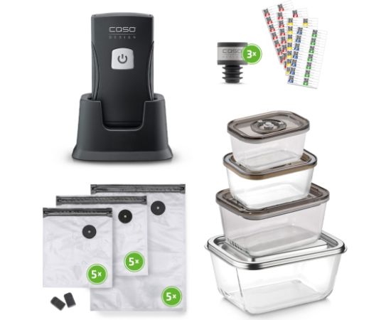 Caso Professional Hand Vacuum Sealer with Accessories Vacu OneTouch Pro Set Power 20 W Black