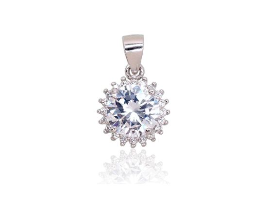 Серебряный кулон #2301642(PRh-Gr)_CZ, Серебро 925°, родий (покрытие), Цирконы, 1.7 гр.