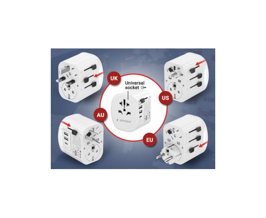 Adapteris Gembird Universal Travel Adapter 15W