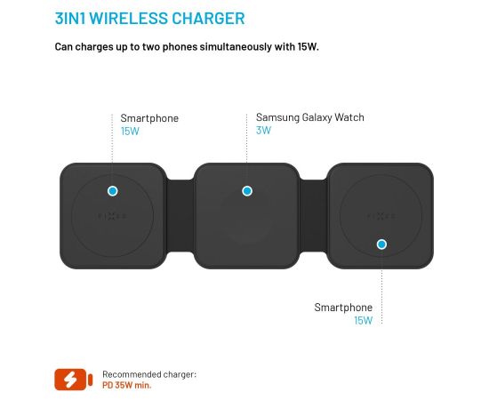 Fixed Wireless Foldable Charger 3in1 Flex for Samsung FIXFLE-SA-BK