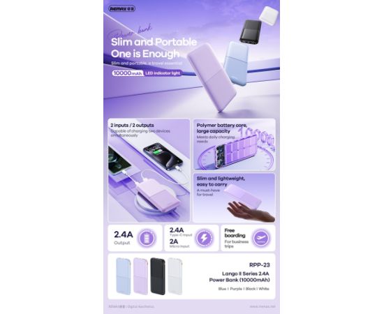 Внешний аккумулятор Power Bank Remax RPP-23 12W 10000mAh черный