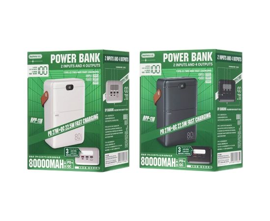 External battery Power Bank Remax RPP-118 22.5W 80000mAh black