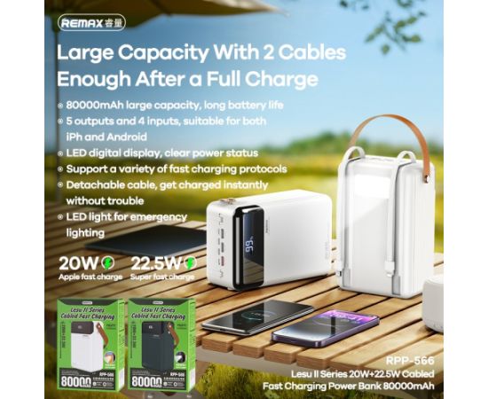 External battery Power Bank Remax RPP-566 22.5W 80000mAh grey