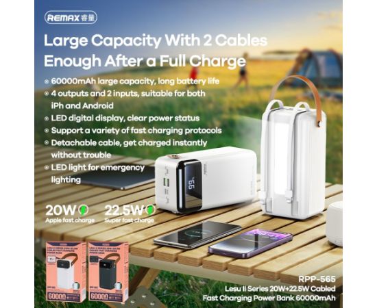 External battery Power Bank Remax RPP-565 22.5W 60000mAh grey