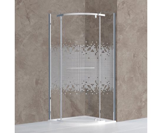 dušas stūris Ardis, 900x900 mm, h=1950, r=550, brillant/rakstains stikls