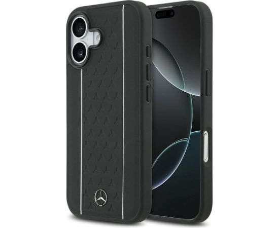 Mercedes Leather Star Pattern Stripes MagSafe Aizmugurējais Apvalks priekš Apple iPhone 17