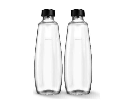 SodaStream glass bottle DUO  1 liter  pack of 2  jug (transparent/black  for DUO bubbler)