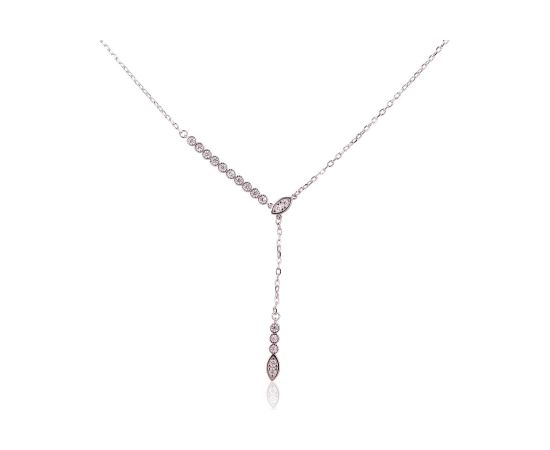 Sudraba kaklarota #2500131(PRh-Gr)_CZ, Sudrabs 925°, rodijs (pārklājums), Cirkoni, garums: 42 cm, 2.2 gr. Bez akmeņiem