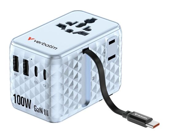 Verbatim Ceļojumu Adapteris EU / UK / US / 2x USB-C / 2x USB-A / USB-C 100W