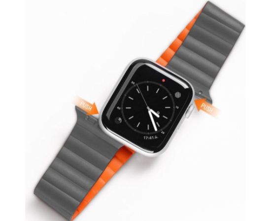 Dux Ducis Apple  Magnetic Strap Watch Strap 7/6/5/4/3/2 / SE (41/40 / 38mm) Magnetic Grey Orange