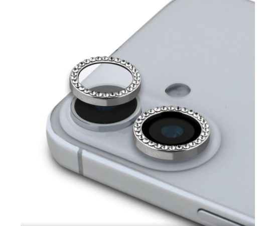 Guess Apple  iPhone 16/16 Plus Fixed Glliter Protective Lens Silver