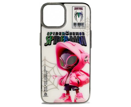 iLike Apple  iPhone 14 PC Silicone Case Spider Sense White Pink