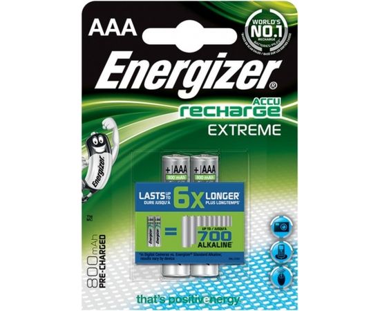 ENERGIZER Extreme Battery, AAA, HR, 1, 2V, 800mAh, 2 pcs