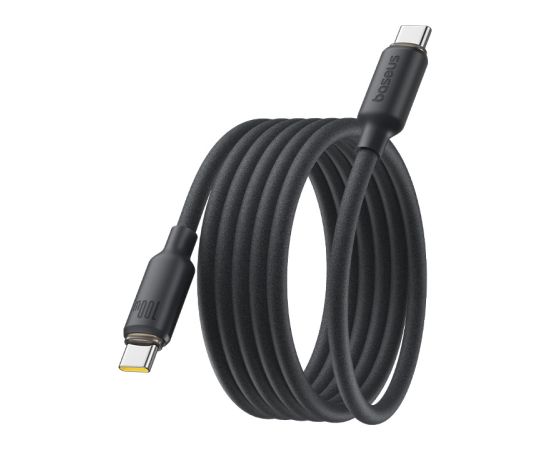 Kabelis USB C kontaktdakša - USB C kontaktdakša, 1m 100W magnētiskais putu silikons, melns BASEUS