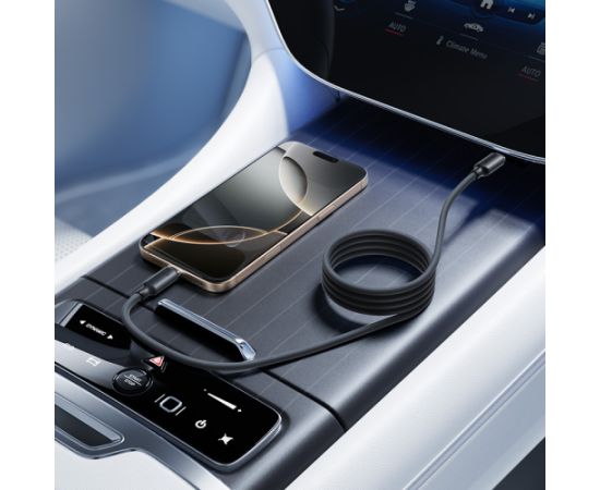 Kabelis USB C kontaktdakša - USB C kontaktdakša, 1m 100W magnētiskais putu silikons, melns BASEUS