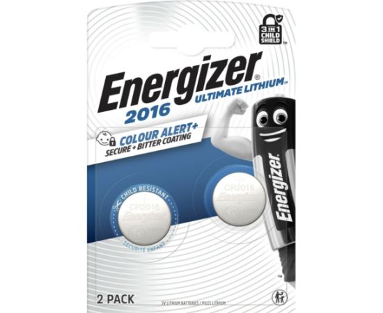 Litija baterija CR2016 3V 100mAh Ultimate Energizer 2gab blisterīši Baterijas un akumulatori