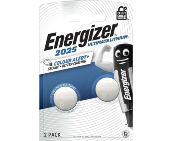 Litija baterija CR2025 3V 170mAh Ultimate Energizer 2gab blisteris Baterijas un akumulatori