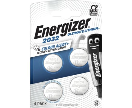 Litija baterija CR2032 3V 254mAh Ultimate Energizer 4gab blisteris Батарейки, аккумуляторы