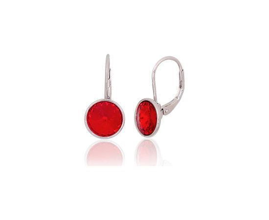 Серебряные серьги на английском замке #2204267(PRh-Gr)_SV-R, Серебро 925°, родий (покрытие), Кристаллы, 2.8 гр.