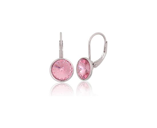 Серебряные серьги на английском замке #2204267(PRh-Gr)_SV-PI, Серебро 925°, родий (покрытие), Кристаллы, 2.8 гр.