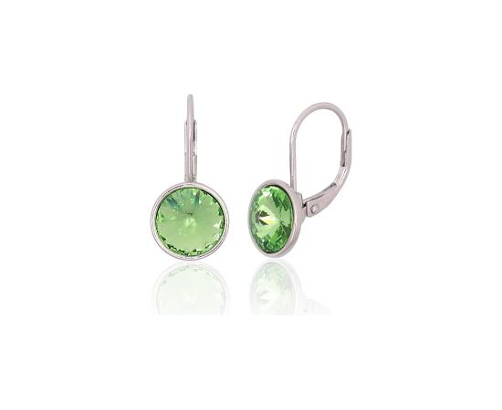 Серебряные серьги на английском замке #2204267(PRh-Gr)_SV-LG, Серебро 925°, родий (покрытие), Кристаллы, 2.8 гр.