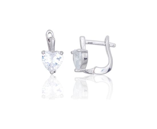 Sudraba auskari ar 'angļu' slēdzēju #2203838(PRh-Gr)_CZ, Sudrabs 925°, rodijs (pārklājums), Cirkoni, 2 gr. Ar "angļu" slēdzēju
