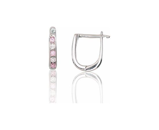 Серебряные серьги на английском замке #2202950(PRh-Gr)_CZ+CZ-PI, Серебро 925°, родий (покрытие), Цирконы, 1.1 гр.