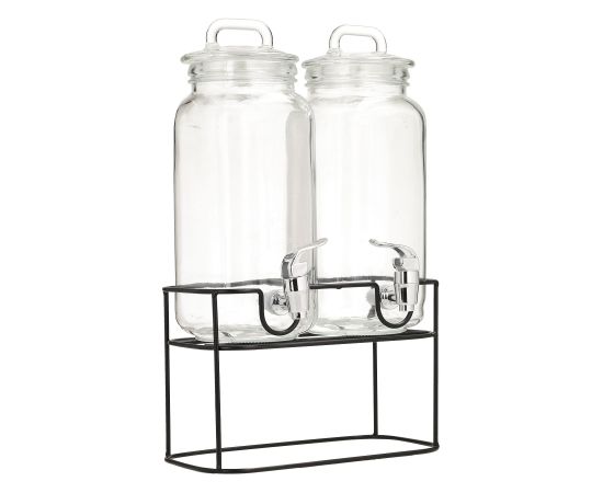 Glass jar TWIN 2x2,3L, with a stand