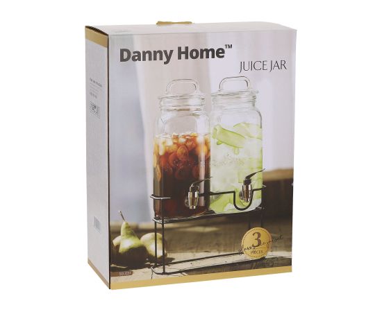 Glass jar TWIN 2x2,3L, with a stand