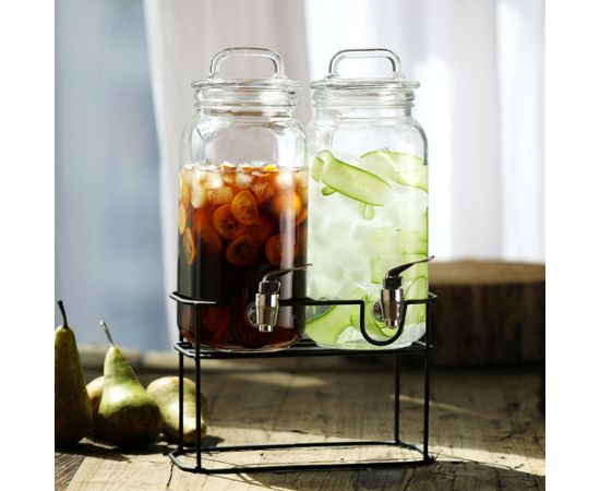 Glass jar TWIN 2x2,3L, with a stand