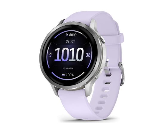 Garmin   Venu 4 - 41mm, Silver with Periwinkle Silicone Band sports watch