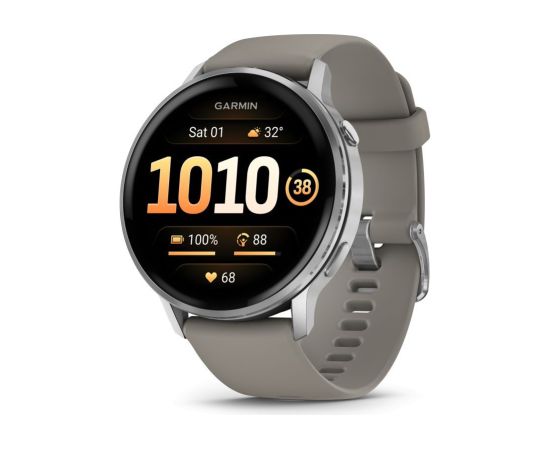 Garmin   Venu 4 - 45mm, Silver with Silver Gray Silicone Band sports watch