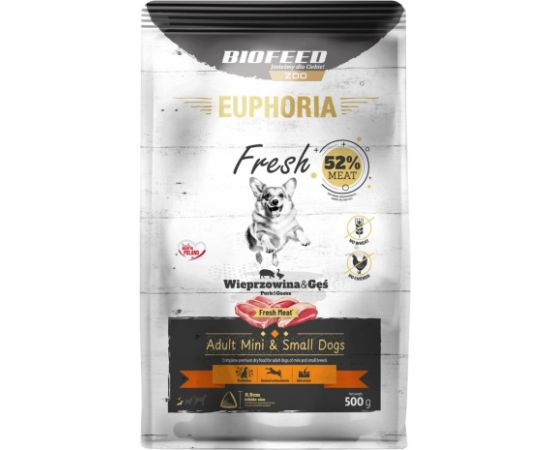 BIOFEED Euphoria Fresh Adult Pork and goose XS/S - dry dog food - 500g