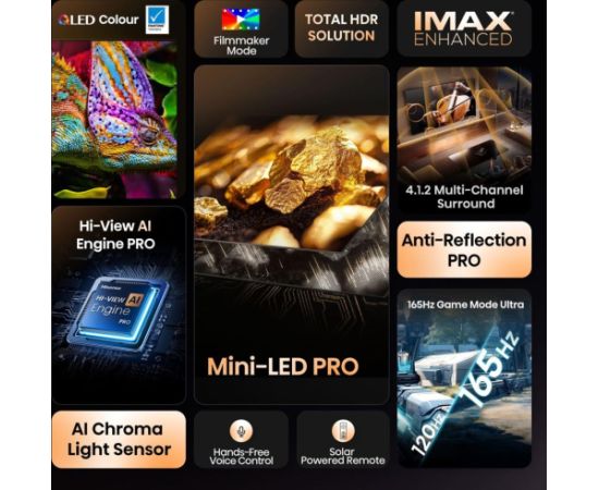 Hisense 65U8Q 165.1 cm (65") 4K Ultra HD Smart TV Wi-Fi Black, Grey Телевизоры