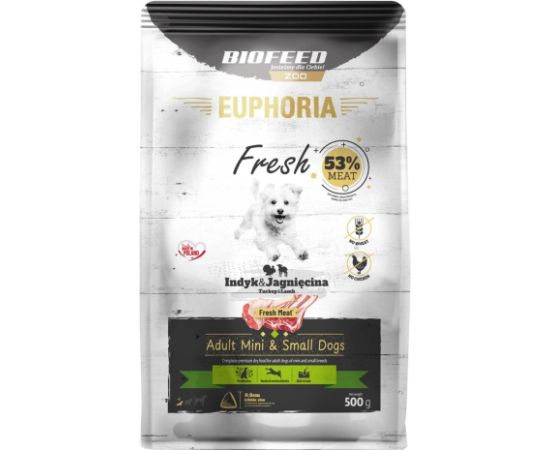 BIOFEED Euphoria Fresh Adult Turkey and lamb XS/S - dry dog food - 500g