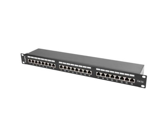 Lanberg Patch Panel 24 port 1U, cat. 5e, shielded, black